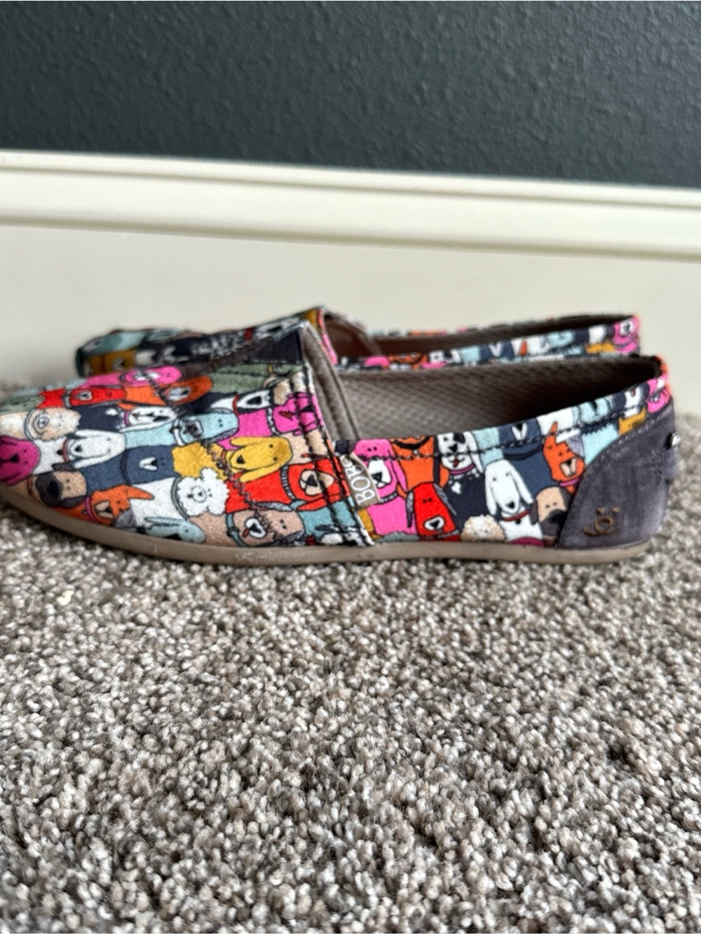 BOBS from Skechers Women’s US 7.5 Slip-On Dog Print Shoes - MultiColored EUC